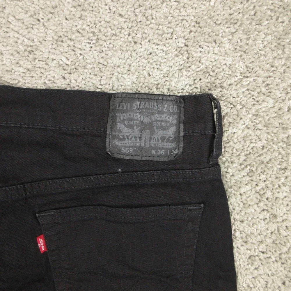 Levis Jeans Mens 36x34 Black 569 Loose Straight Baggy Cotton Comfort Denim Pants
